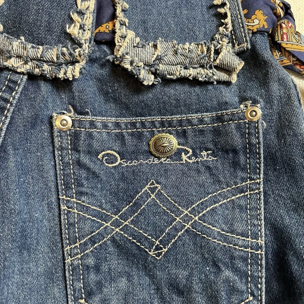 Vintage‎ Upcycled Denim Tote Bag Oscar de la Renta Logo Boho Hobo Style
